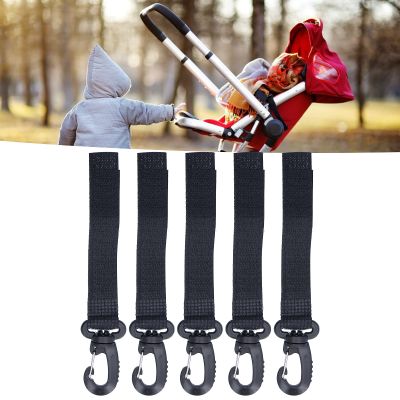 5Pcs Stroller Organizer Hook Clip for Hanging Diaper Bags Purse Convenient Stroller Hooks(Black)