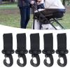 5Pcs Stroller Organizer Hook Clip for Hanging Diaper Bags Purse Convenient Stroller Hooks(Black) view 2