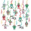 16pc Fun Robot Themed Hanging Swirls Birthday Party Decorations Happy Birthday Gear Up Robots Ceiling Swirls Robot Party Streamers for Tech-Loving Birthday Baby Shower Party Supplies view 1