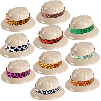 Haysandy 30 Sets Safari Party Hats - Jungle Explorer Adventure Helmet Hats with Stickers Costume for Kids Boys Girls Decoration Birthday Party Supplies