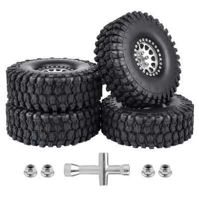 CrazyHobby Aluminum 1.9 Beadlock Wheels and Tires for Traxxas TRX4 Axial SCX10 II III RR10 Wraith Redcat Gen 8 Gen 7 RC4WD 1/10 Scale RC Crawler Rocks Mud(Color 4)