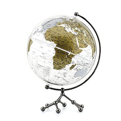 TOMYEUS Globes Earth Transparent high-Definition Globe 20cm/25cm Student Teaching Metal Globe Suspension Ornaments Geographic Globes (Color : Golden, Size : 25cm)