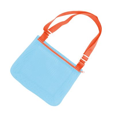UTTPLL Mesh Beach Bag Adjustable Kids Quick Dry Colorful Net Tote for Seashell Collecting Beach Totes Swimming Accessories for Toddler Boys Girls Blue&Orange