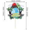 1 PCS Dinosaur Happy Birthday Cake Topper with Volcano Palm Leaves Tree Cloud Dinosaur Cake Pick for Dino Theme Baby Shower Kids Girls Boys Birthday Party Cake Decorations Supplies view 2