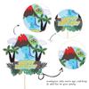 1 PCS Dinosaur Happy Birthday Cake Topper with Volcano Palm Leaves Tree Cloud Dinosaur Cake Pick for Dino Theme Baby Shower Kids Girls Boys Birthday Party Cake Decorations Supplies view 3