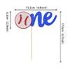 1 PCS Baseball One Cake Topper Glitter First Birthday Baseball Cake Pick Sports Cake Decorations for Baby Shower Kids Boys Girls 1st Birthday Party Supplies view 2