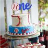 1 PCS Baseball One Cake Topper Glitter First Birthday Baseball Cake Pick Sports Cake Decorations for Baby Shower Kids Boys Girls 1st Birthday Party Supplies view 3