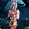 Halloween Half Body Skinned Hanging Corpse Prop 39.3" Scary RealisticallyLatex Limbless Broken Body Parts with Bloody Skin Pendant Lifelike Zombie Outdoor Haunted Houses Prank Trick Decorations (C) view 3