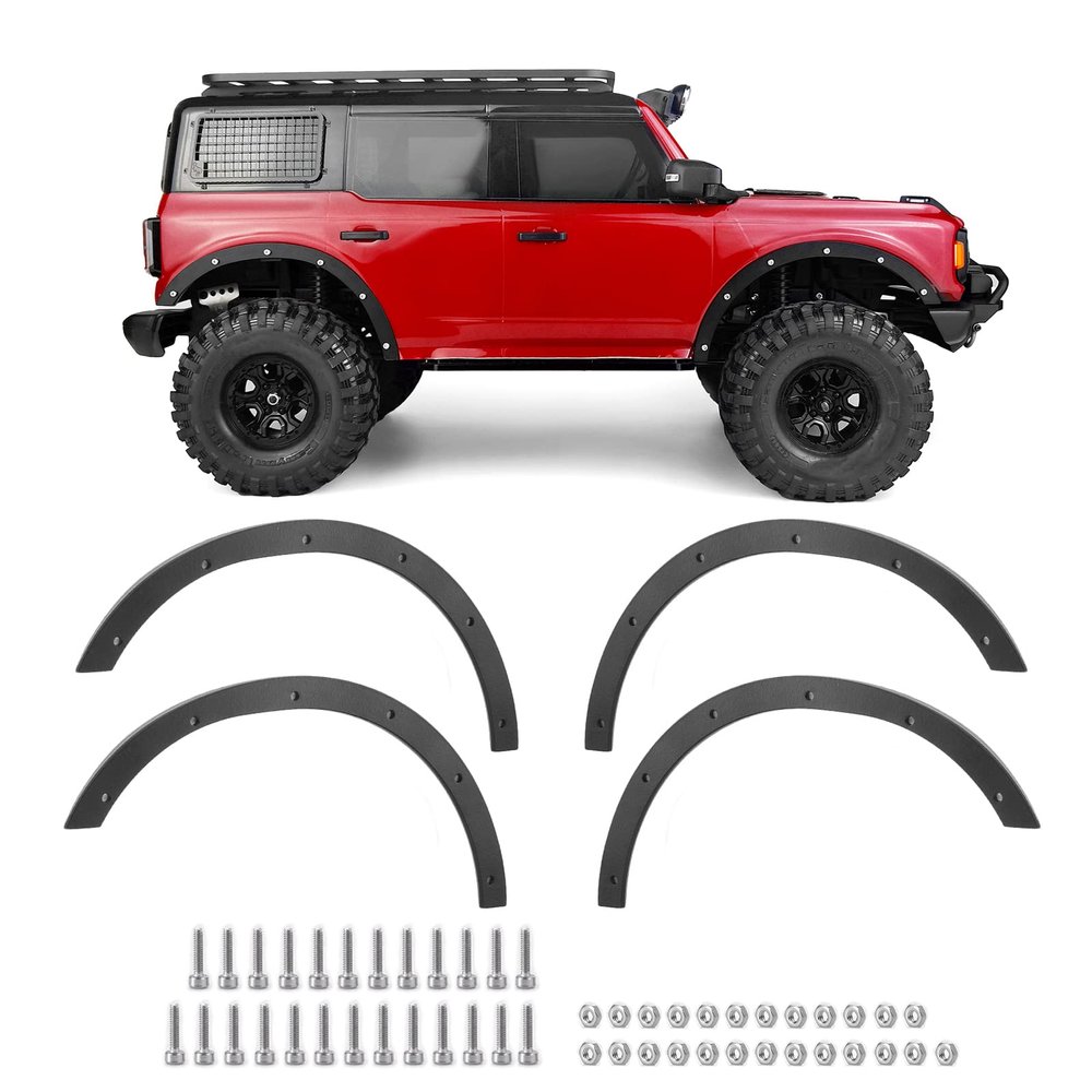 Zolikar 4PCS Stainless Steel RC Fender Flares Fender Delete Wheels for 1/10 Scale RC Crawler Car TRX4 Upgrades 2021 Bronco Accessories