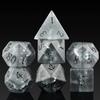 Cracked Glass DND Dice 7 Piece Black Zircon Dice with Great Gift Case for DND Dungeons and Dragon Tabletop Game (Black Glass with Rasied Num) view 1