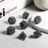 Cracked Glass DND Dice 7 Piece Black Zircon Dice with Great Gift Case for DND Dungeons and Dragon Tabletop Game (Black Glass with Rasied Num) view 2
