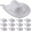 Hercicy 36 Pcs Mini Cowboy Hats for Crafts Wedding Favors Decoration Flocking Miniature Felt Cowgirl Western Party Hat Dollhouse Decor for Dollhouse Craft (White) view 1