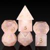 Pink Quartz DND Dice Set DNDND 7 PCS Natural Crystal D&D Dice with Gorgeous Gift Case for Dungeons and Dragon Tabletop Game (Pink Quartz) view 1