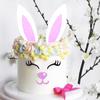 2 Pack Bunny Ears Cake Topper Decorations with Eyelashes Nose Ear, Cupcake Topper for Easter, Christmas, Birthday Party Decor view 2