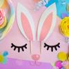 2 Pack Bunny Ears Cake Topper Decorations with Eyelashes Nose Ear, Cupcake Topper for Easter, Christmas, Birthday Party Decor view 4