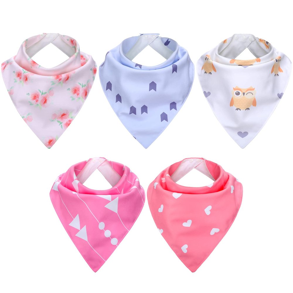 Janmercy 5 Pack Adult Drool Bandana Bibs Extra Large Soft Adjustable Absorbent Drool Bibs for Women Special Needs Unisex Men Valentine's Day