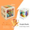 HELLOWOOD Montessori Toys for 1+ Year Old, Wooden Sorter Cube with 8pcs Rattling Shapes, Developmental Learning Toy Gifts for Baby Toddler Boys Girls, Gift Packaging view 2