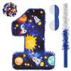 Lewtemi Number 1 Pinata for 1nd Birthday Party Decorations Birthday Pinata with Stick Eye Mask Baby Shower Decorations Party Supplies(Outer Space) view 1
