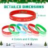 JUNEBRUSHS 24Pcs Christmas Silicone Bracelets, Rubber Wristbands Christmas Party Favors for Kids Decorations for Xmas Stocking Stuffers Wrist Band Accessories Gifts Supplies view 2