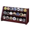 DecoWoodo Challenge Coin Display Case, 3 Rows Solid Wood Military Coin Holder Rack Stand Holds 20 Coins for Desk or Wall Mount (Mahogany Finish) view 1