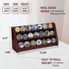 DecoWoodo Challenge Coin Display Case, 3 Rows Solid Wood Military Coin Holder Rack Stand Holds 20 Coins for Desk or Wall Mount (Mahogany Finish) view 2