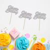 24 Pack Happy Birthday Cupcake Toppers Glitter Birthday Cupcake Food Picks for Celebrating Happy Birthday Party Cake Decorations Supplies Silver view 3