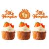 24pc Little Pumpkin Cupcake Toppers - Glitter Pumpkin Cupcake Picks - Baby Shower Decorations - Fall Harvest Theme - Kids Birthday Party Supplies view 1