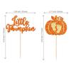 24pc Little Pumpkin Cupcake Toppers - Glitter Pumpkin Cupcake Picks - Baby Shower Decorations - Fall Harvest Theme - Kids Birthday Party Supplies view 2
