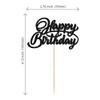 24Pcs Happy Birthday Cupcake Toppers Glitter Birthday Cupcake Food Picks for Celebrating Happy Birthday Party Cake Decorations Supplies Black view 2