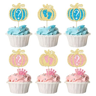 24pcs Pumpkin Cupcake Toppers & Cake Decorations for Kids Birthday & Babyshower