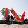 Golden Dragon Poi with 3D Real-Like Plastic Dragon Head and Swing Rope Combo, Chinese Dragon Dance Wulong Flowy Flinging Dragon Body Ribbon Streamer Set (Red) view 1