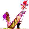 Golden Dragon Poi with 3D Real-Like Plastic Dragon Head and Swing Rope Combo, Chinese Dragon Dance Wulong Flowy Flinging Dragon Body Ribbon Streamer Set (Purple) view 1