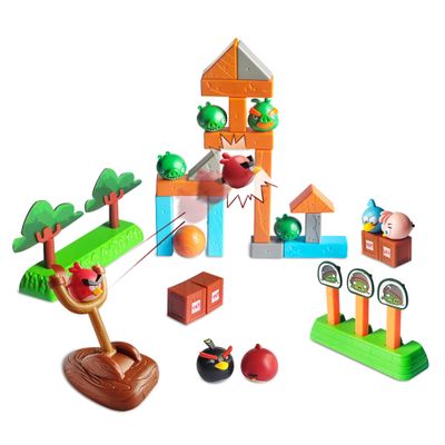 ROLOSO Newly Licensed Angry Birds Toys Playsets Build N Launch Construction Brick Assembly Building Blocks Sets Pig City Strike 2 Takedown Space Planet Game Catapult Slingshot Gift Box 33pcs