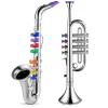 Lewtemi Set of 2 Musical Instruments Include Toy Trumpet and Saxophone Set Plastic Trumpet Educational Christmas Toy Home School Music Gift, Color Keys(Silver) view 1