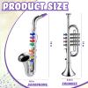 Lewtemi Set of 2 Musical Instruments Include Toy Trumpet and Saxophone Set Plastic Trumpet Educational Christmas Toy Home School Music Gift, Color Keys(Silver) view 2