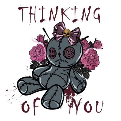 3 Sticker Halloween Thinking of You Spooky Witch Funny Voodoo Doll