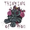 3 Sticker Halloween Thinking of You Spooky Witch Funny Voodoo Doll view 1