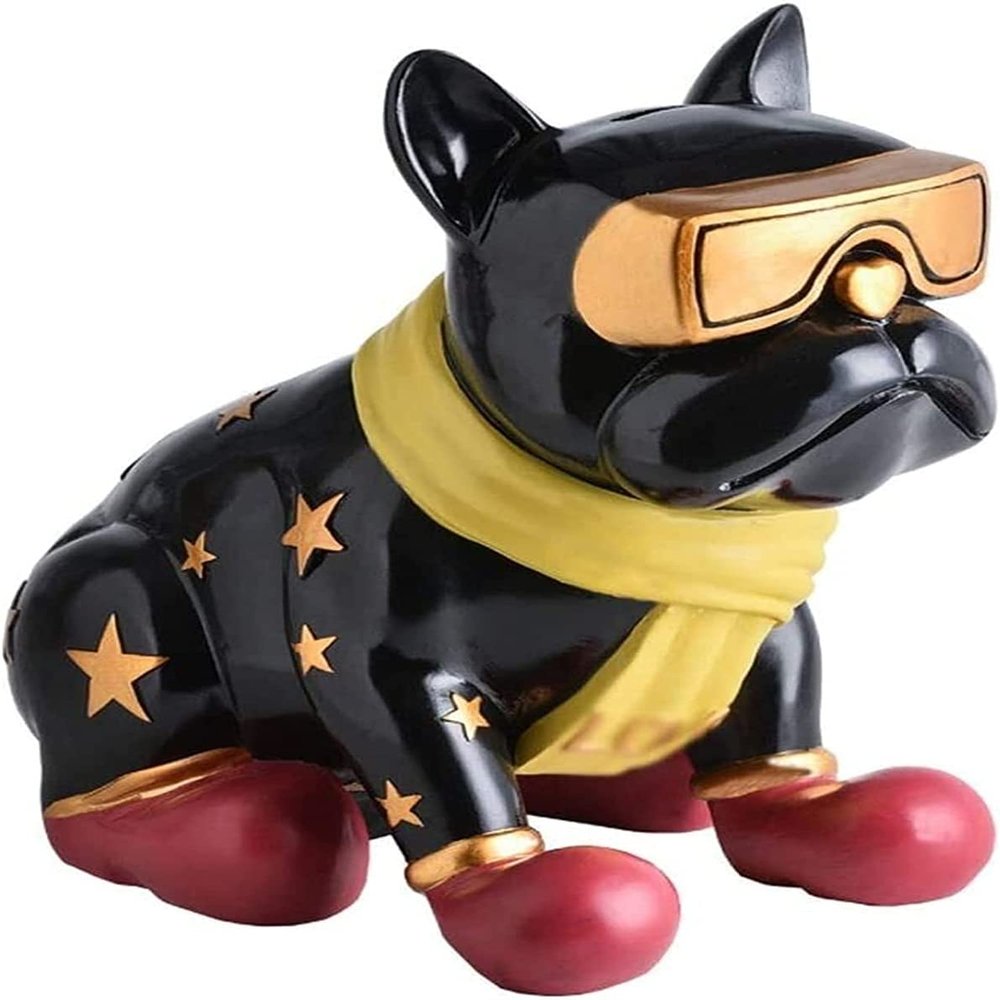 NIUBB Cartoon Money Pot Little Star Bulldog Cute Piggy Bank Handmade Resin Banknote Coin Coin Piggy Bank Boy Girl Birthday Gift Bedroom Decoration Money Pot (Color : A)