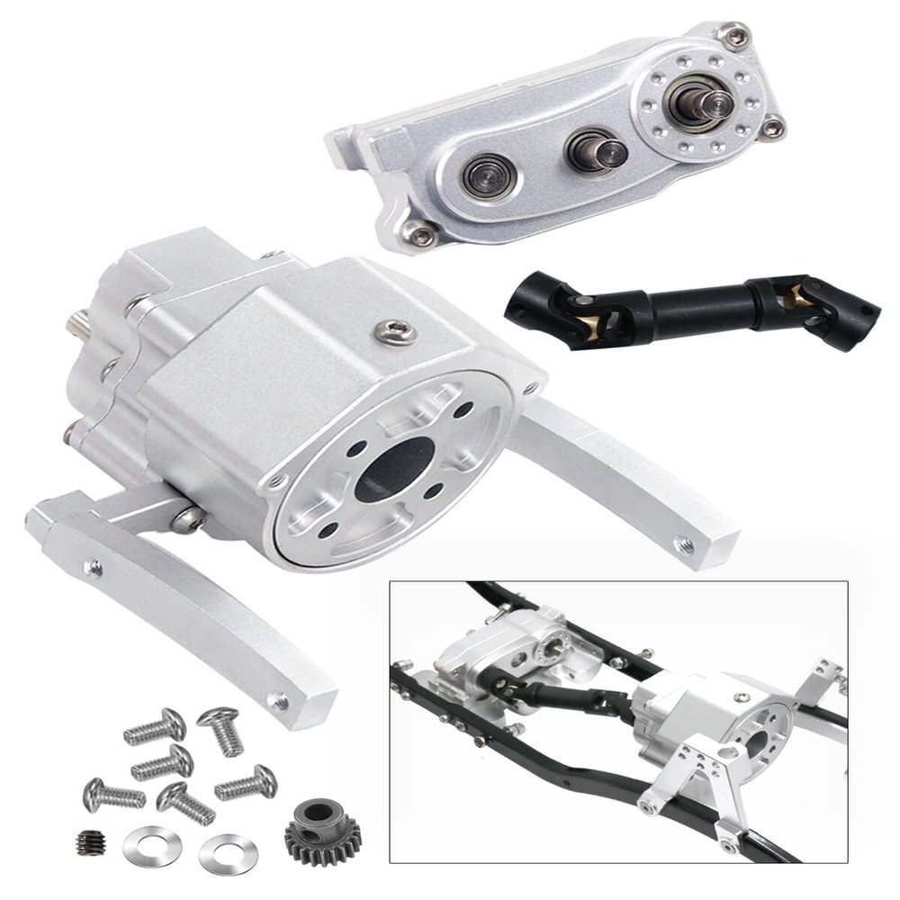 RCMYou Upgrades Part for 1/10 SCX10 & SCX10 II 90046 313mm 12.3 Inch Wheelbase Chassis Frame,Metal Prefixal Gearbox & Drive Sharft & Gearbox Hops Up