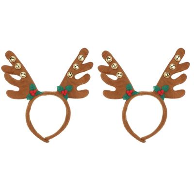 ibasenice 2pcs Reindeer Christmas Headband with Bells Unisex Adult Boys and Girls Headwear Party Carnival Masquerade Dress Accessory