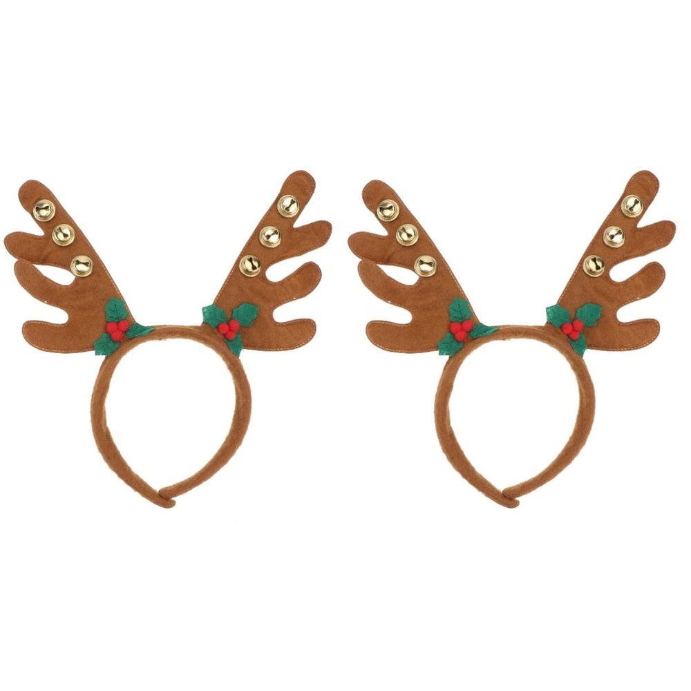 ibasenice 2pcs Reindeer Christmas Headband with Bells Unisex Adult Boys and Girls Headwear Party Carnival Masquerade Dress Accessory