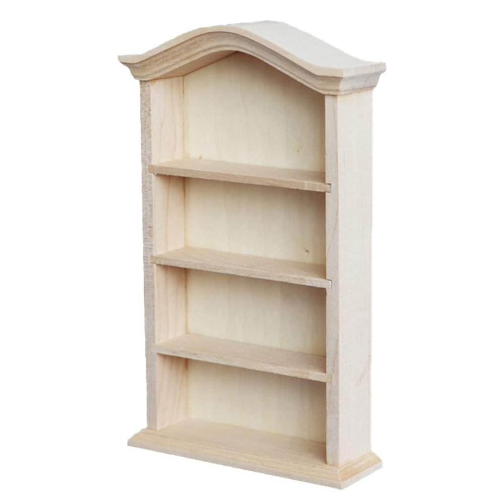 Dollhouse Wooden Bookshelf Doll Mini Furniture Mini Bookshelf Shelf Cabinet Scene Miniature House Bookcase Fairy Cabinet Miniature Dollhouse Accessories 1/12
