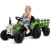 OLAKIDS 12V Kids Ride On Tractor, 2 in 1 Electric Vehicle with Remote Control, Detachable Trailer, Toddlers Battery Powered Driving Toy with 2 Speeds, Music, USB, Bluetooth, Lights (Greyish-Green) view 1