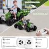 OLAKIDS 12V Kids Ride On Tractor, 2 in 1 Electric Vehicle with Remote Control, Detachable Trailer, Toddlers Battery Powered Driving Toy with 2 Speeds, Music, USB, Bluetooth, Lights (Greyish-Green) view 2