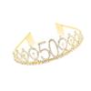 FRCOLOR 3pcs Golden Rhinestone Birthday with Alloy Insertion Hair Comb for Birthday Celebrations Engagements and Parties Stylish and Eye-catching Design view 2