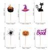 24 Pack Halloween Cupcake Toppers Glitter Witch Cat Pumpkin Spider Web Cupcake Picks Boo Ghost Cake Decorations for Happy Halloween Theme Baby Shower Birthday Party Supplies view 2