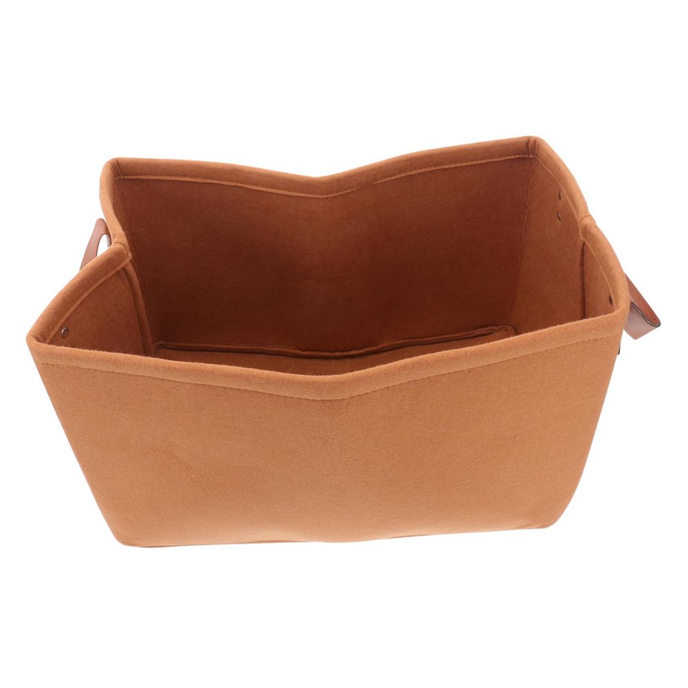 Zerodeko 1pc Portable Felt Storage Basket for Sundries Brown Organizer for Home Use Stylish Desktop Container for Nursery Living Room and Bathroom Storage