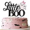 1 Pack Little Boo Halloween Cake Topper Glitter Happy Boo Day Ghost Cake Pick Baby Shower Kids Birthday Party Cupcake Decoration Supplies Black view 1