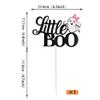 1 Pack Little Boo Halloween Cake Topper Glitter Happy Boo Day Ghost Cake Pick Baby Shower Kids Birthday Party Cupcake Decoration Supplies Black view 2