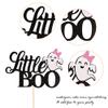 1 Pack Little Boo Halloween Cake Topper Glitter Happy Boo Day Ghost Cake Pick Baby Shower Kids Birthday Party Cupcake Decoration Supplies Black view 3